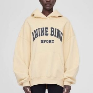 Anine Bing Cream Yellow 'Anine Bing Sport' Oversized Hoodie